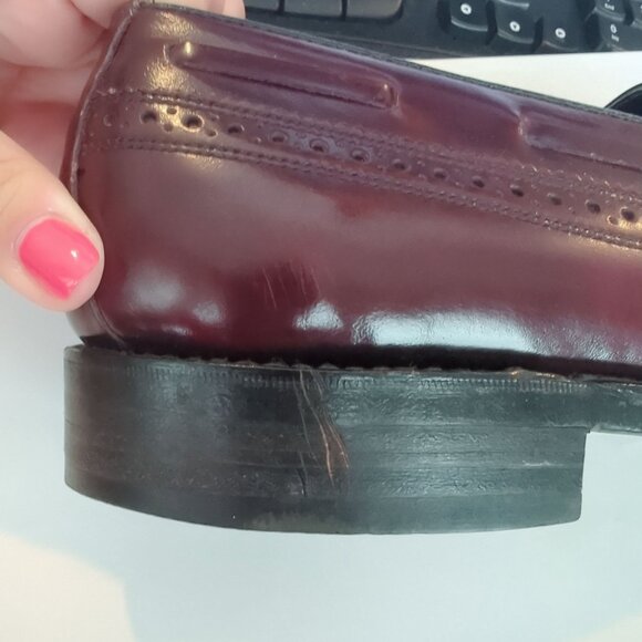 Vintage Florsheim Loafers Shoes 11 Red Tassel Wingtip - Picture 15 of 16